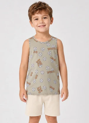Select - Conjunto Infantil Machão e Bermuda Bege - SELECT