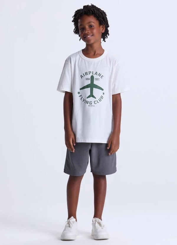 Vida Costeira - Conjunto Infantil Masculin Avião Off White