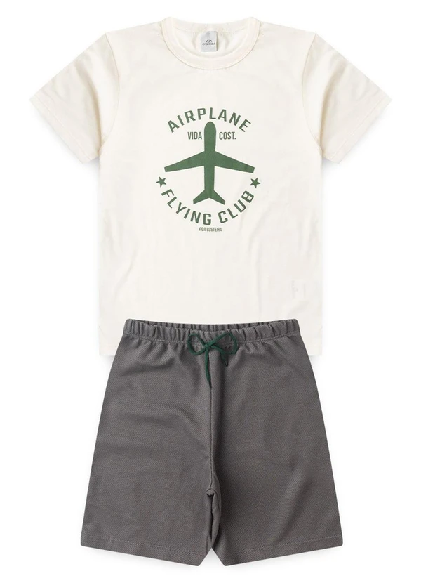 Vida Costeira - Conjunto Infantil Masculin Avião Off White 3
