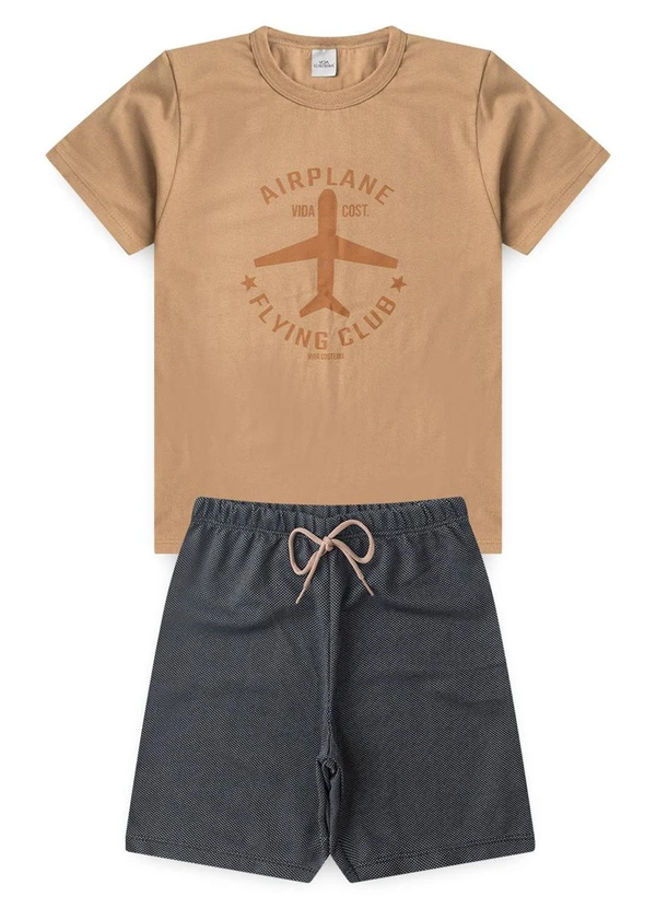 Vida Costeira - Conjunto Infantil Masculino Avião Bege 3