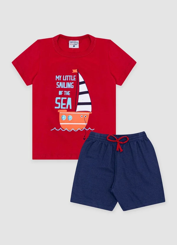 Turminha - Conjunto Infantil Masculino Barco Vermelho