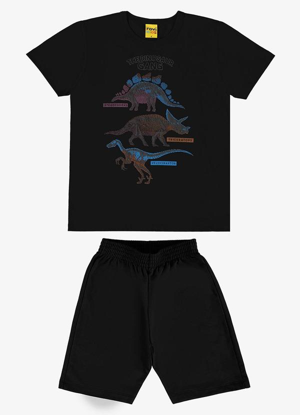 Rovi Kids - Conjunto Infantil Masculino Dino Preto