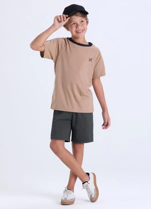 Vida Costeira - Conjunto Infantil Masculino Faixas Bege - VIDA COSTEIRA