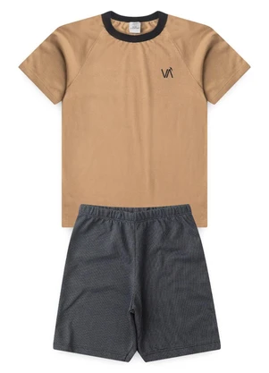 Vida Costeira - Conjunto Infantil Masculino Faixas Bege - VIDA COSTEIRA