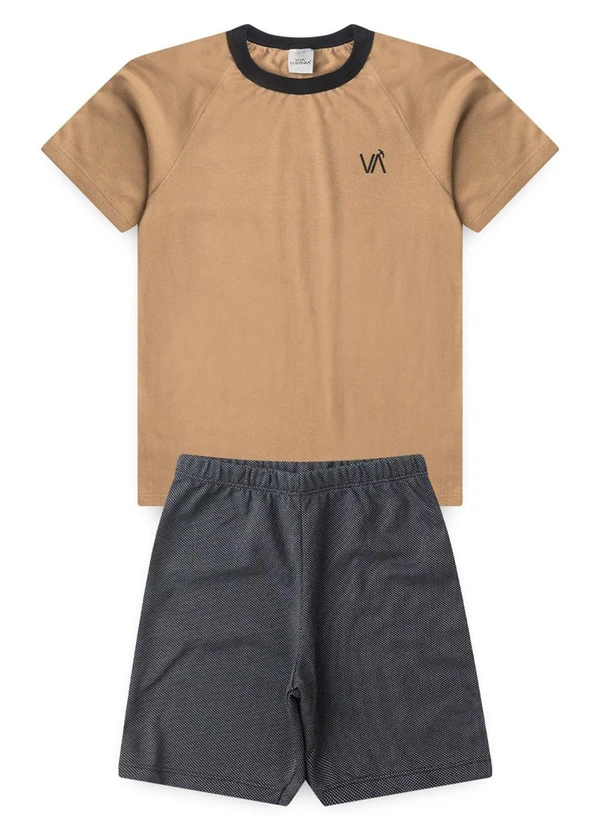 Vida Costeira - Conjunto Infantil Masculino Faixas Bege 2