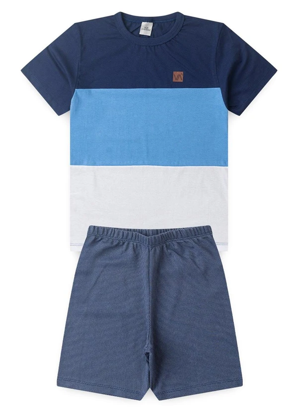 Vida Costeira - Conjunto Infantil Masculino Faixas Color Azul 3