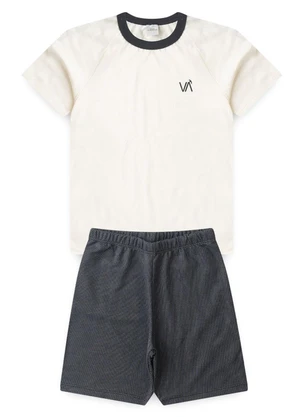 Vida Costeira - Conjunto Infantil Masculino Faixas Off White - VIDA COSTEIRA