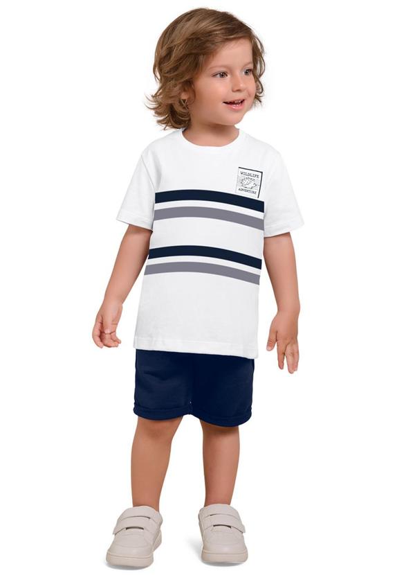 Milon - Conjunto Infantil Masculino Listras Branco