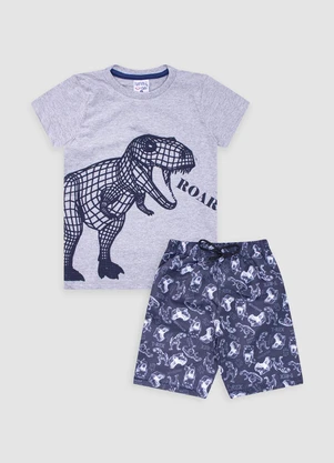 Turminha - Conjunto Infantil Masculino Meia Malha Cinza - TURMINHA
