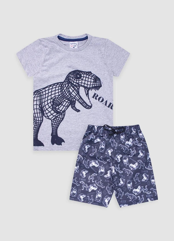 Turminha - Conjunto Infantil Masculino Meia Malha Cinza