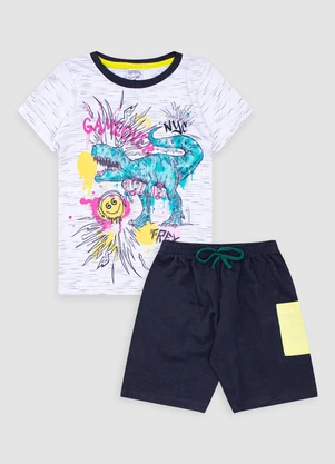 Turminha - Conjunto Infantil Masculino Meia Malha Jet Preto - TURMINHA