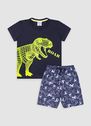 Turminha - Conjunto Infantil Masculino Meia Malha Preto - TURMINHA