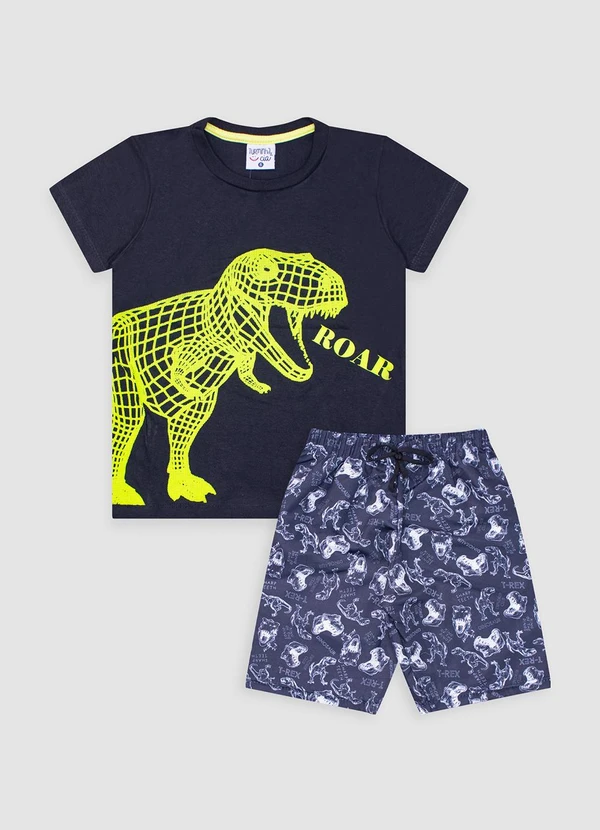 Turminha - Conjunto Infantil Masculino Meia Malha Preto