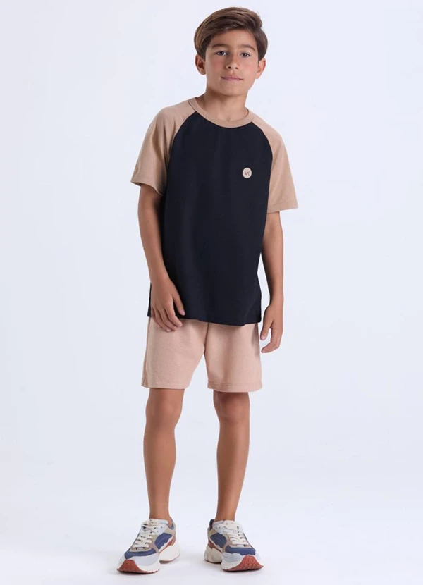 Vida Costeira - Conjunto Infantil Masculino Raglan Bege