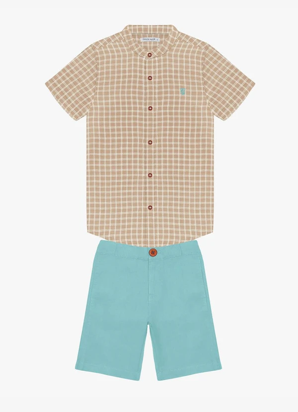 Trick Nick - Conjunto Infantil Masculino Xadrez Bege