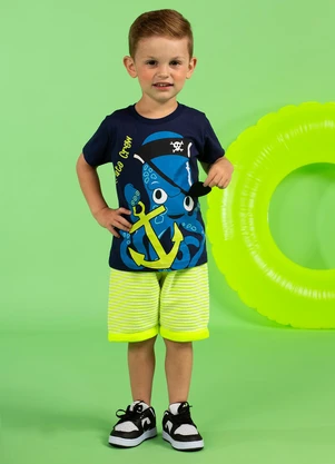 Turminha - Conjunto Infantil Meia Malha Azul - TURMINHA