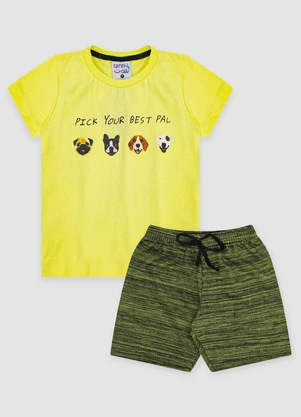 Turminha - Conjunto Infantil Meia Malha Dog Verde - TURMINHA