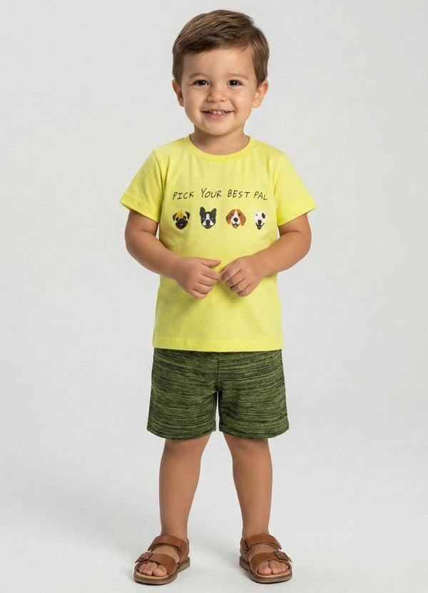 Turminha - Conjunto Infantil Meia Malha Dog Verde 1