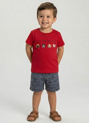 Turminha - Conjunto Infantil Meia Malha Dog Vermelho - TURMINHA