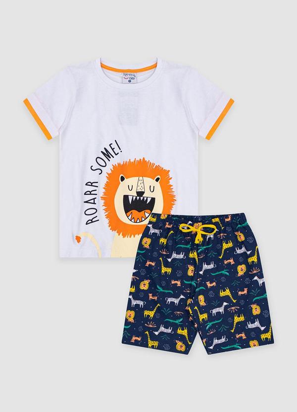 Turminha - Conjunto Infantil Meia Malha e Moletom Branco