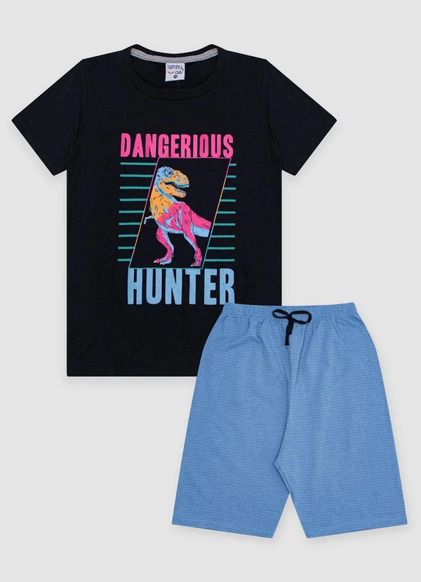 Turminha - Conjunto Infantil Meia Malha e Moletom Preto 2