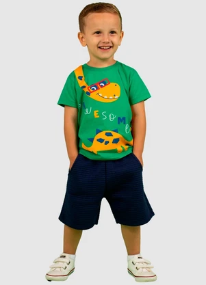 Turminha - Conjunto Infantil Meia Malha/Gorgurim Verde - TURMINHA