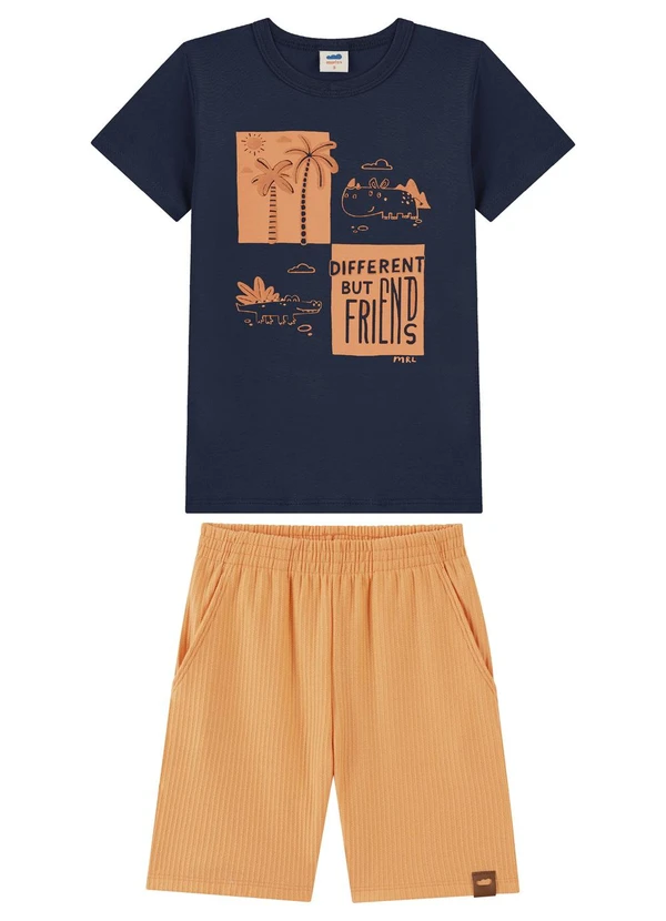 Marlan - Conjunto Infantil Meia Malha Menino Azul
