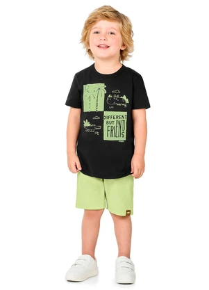 Marlan - Conjunto Infantil Meia Malha Menino Preto - MARLAN