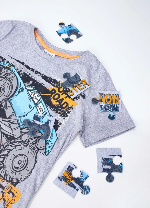 Turminha - Conjunto Infantil Meia Malha/Moletinho Cinza 2