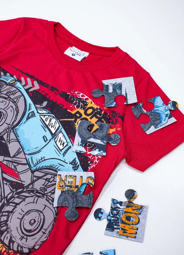 Turminha - Conjunto Infantil Meia Malha/Moletinho Verm 2