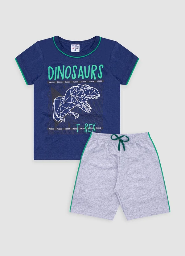 Turminha - Conjunto Infantil Meia Malha/Moletom Azul