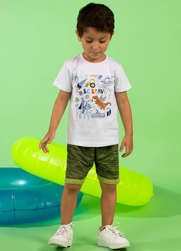 Turminha - Conjunto Infantil Meia Malha Moletom Branco