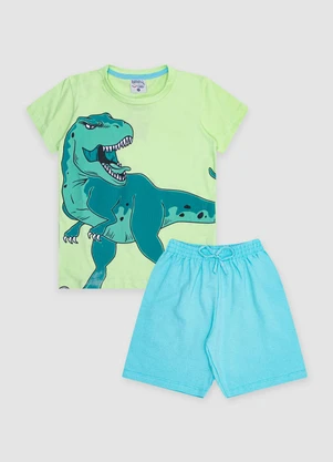 Turminha - Conjunto Infantil Meia Malha/Moletom Dino Verde - TURMINHA