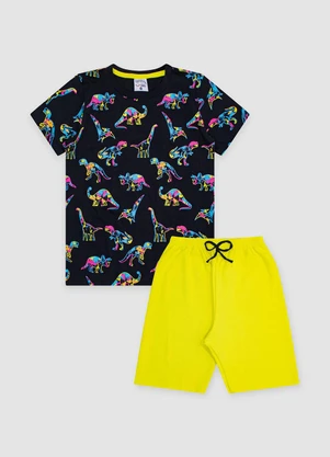 Turminha - Conjunto Infantil Meia Malha Moletom Preto - TURMINHA