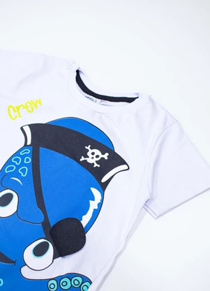 Turminha - Conjunto Infantil Meia Malha Polvo Branco - TURMINHA