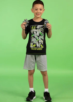 Turminha - Conjunto Infantil Meia Malha Preto - TURMINHA