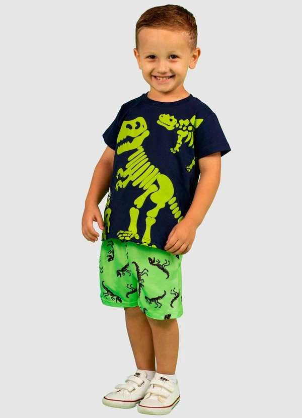 Turminha - Conjunto Infantil Meia Malha/Tactel Azul