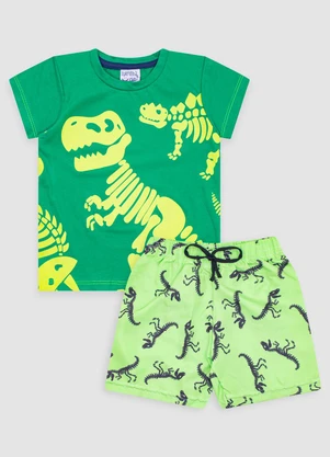 Turminha - Conjunto Infantil Meia Malha/Tactel Verde - TURMINHA