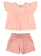 Colorittá - Conjunto Infantil Menina Bordado Flores Bege - variação: Rosa