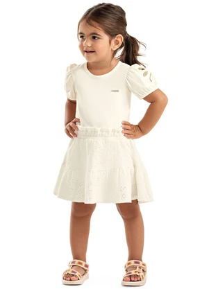 Colorittá - Conjunto Infantil Menina Bordado Vazado Bege - COLORITTÁ