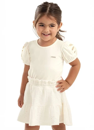 Colorittá - Conjunto Infantil Menina Bordado Vazado Bege - COLORITTÁ