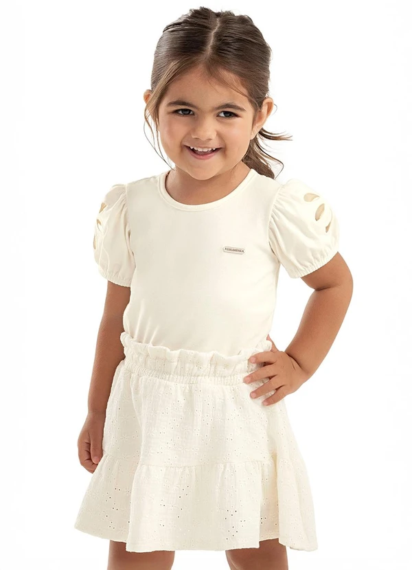 Colorittá - Conjunto Infantil Menina Bordado Vazado Bege 2