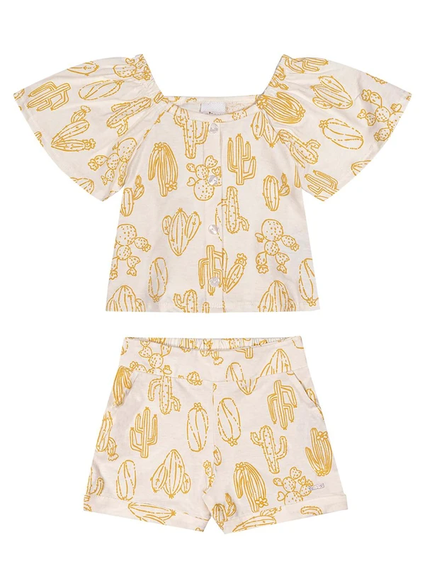 Elian - Conjunto Infantil Menina Cactos Amarelo 1