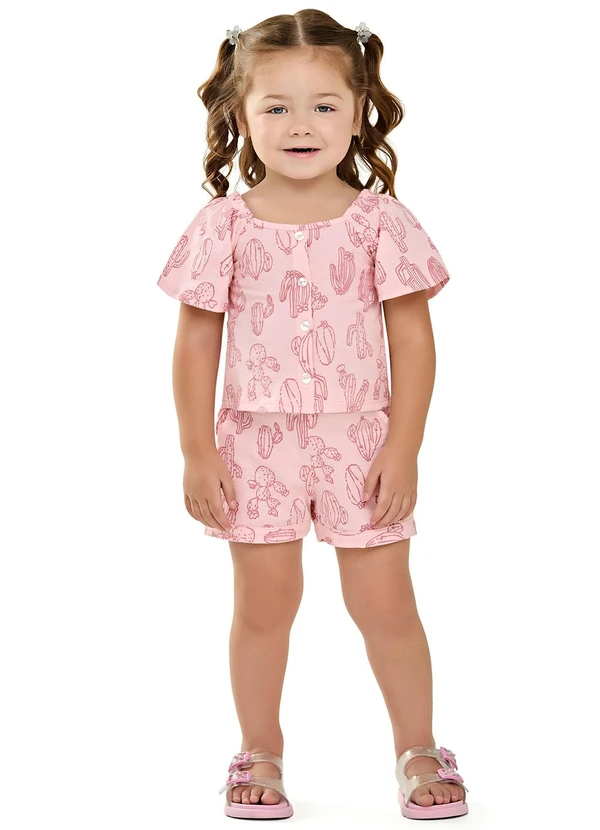 Elian - Conjunto Infantil Menina Cactos Rosa 2