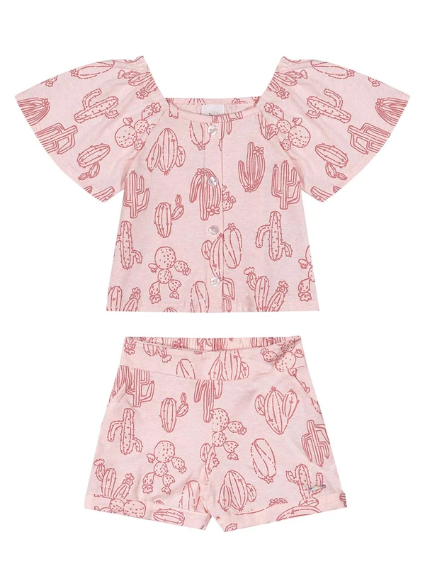Elian - Conjunto Infantil Menina Cactos Rosa 3