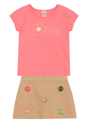Brandili - Conjunto Infantil Menina com Flores Rosa - BRANDILI