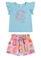 Elian - Conjunto Infantil Menina Cotton Frutinhas Azul - variação: Azul