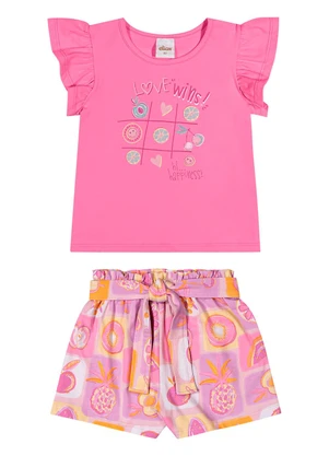 Elian - Conjunto Infantil Menina Cotton Frutinhas Rosa - ELIAN