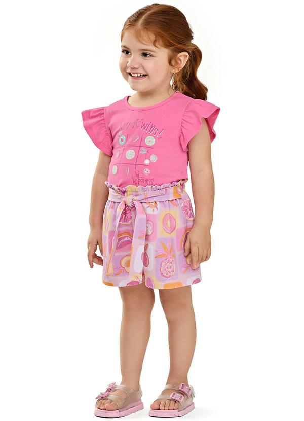 Elian - Conjunto Infantil Menina Cotton Frutinhas Rosa