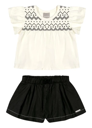 Colorittá - Conjunto Infantil Menina Curto Bege - COLORITTÁ